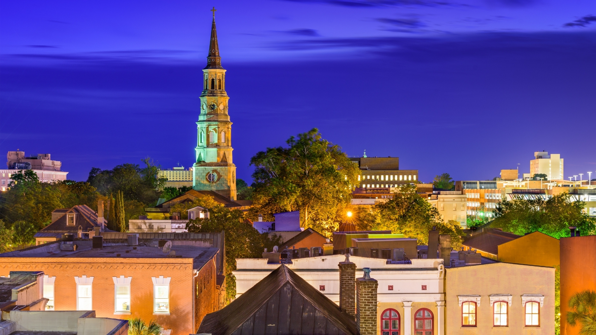 Charleston SC Downtown at Night